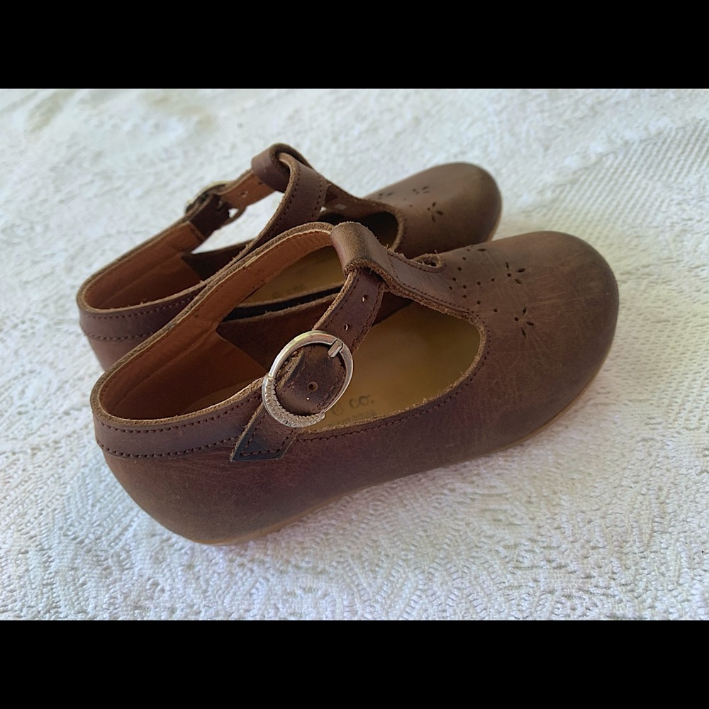 ADELISA & CO. Espresso Catarina Leather Mary Janes Toddler Girls 23/7